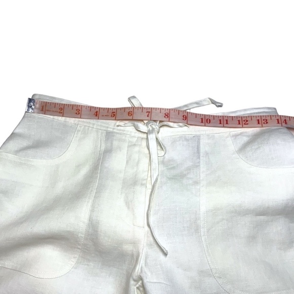 SOMEWHERE 100% Linen Fully Lined Ivory Cropped Cargo Pants US Sz 4P NWOT - Picture 4 of 9